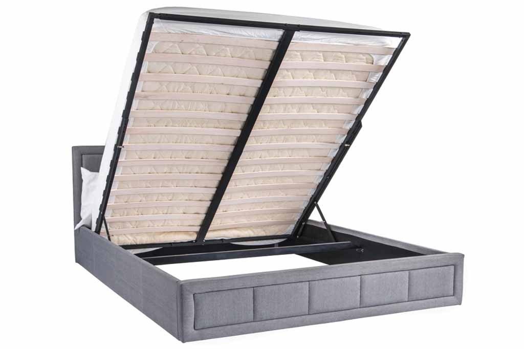 Modern Storage Ottoman Gas Lift Fabric Beds Memory Foam Mattresses - Grey (12424571475)