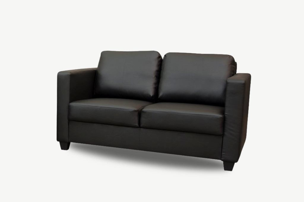 Small black leather sofa sales