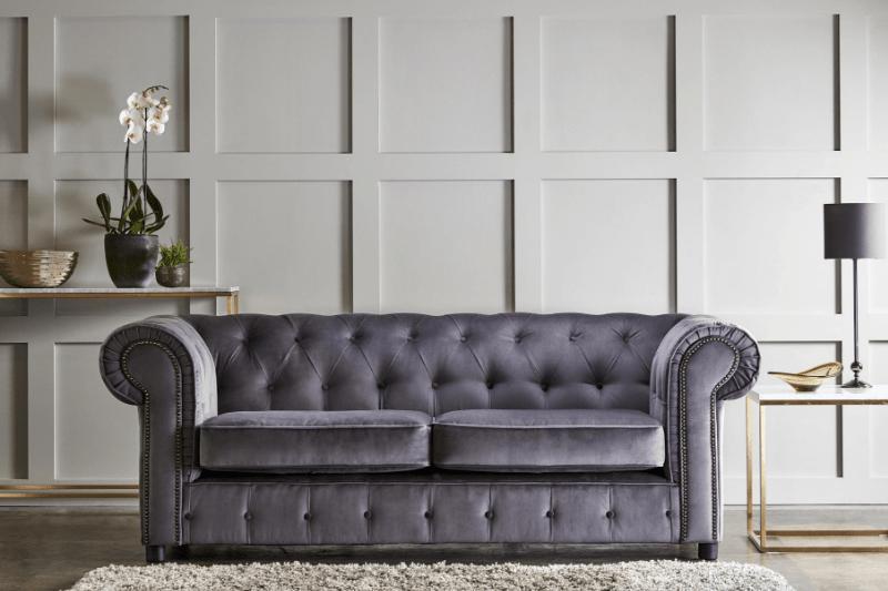 Three seater discount velvet sofa
