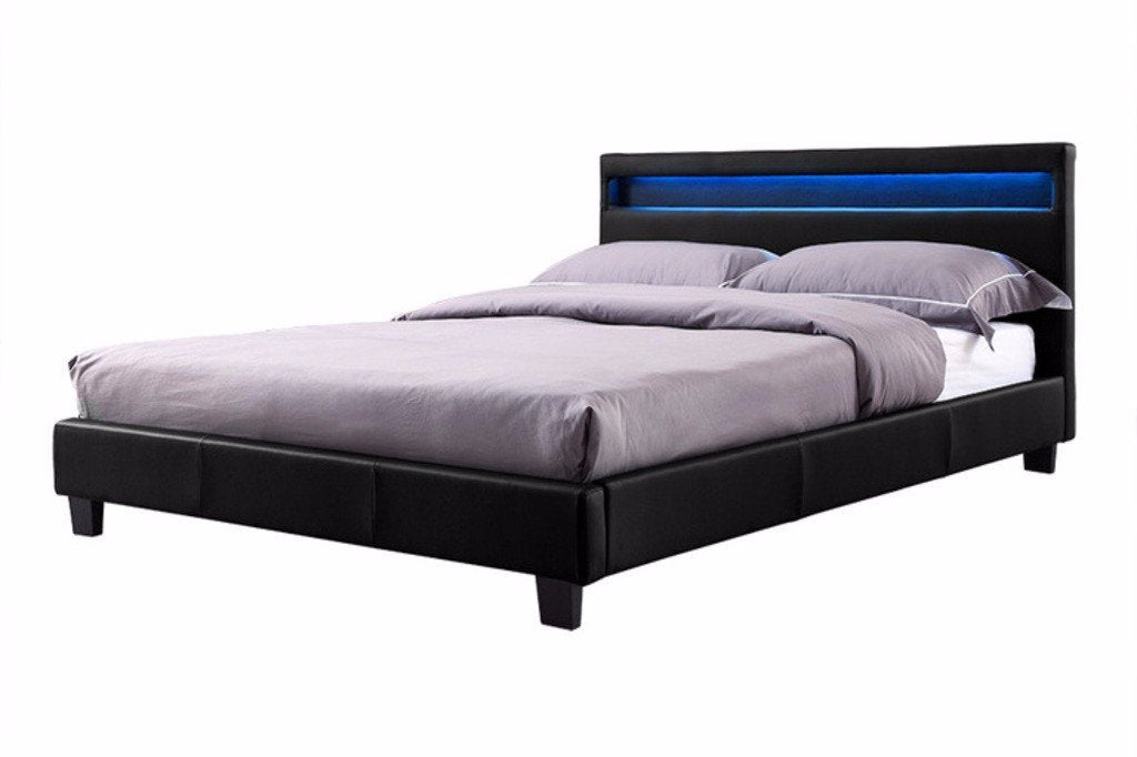 Canis Led Faux Leather Bed Frame Black - furniturestop.co.uk (12437314707)