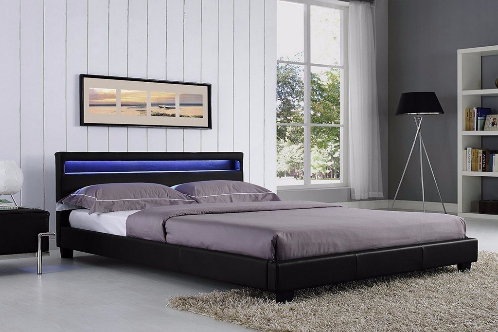 Canis Led Faux Leather Bed Frame Black - furniturestop.co.uk (12437314707)