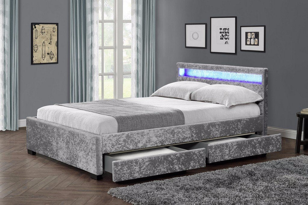 Comet Led Velvet Fabric Bed Frame - furniturestop.co.uk (12437318163)