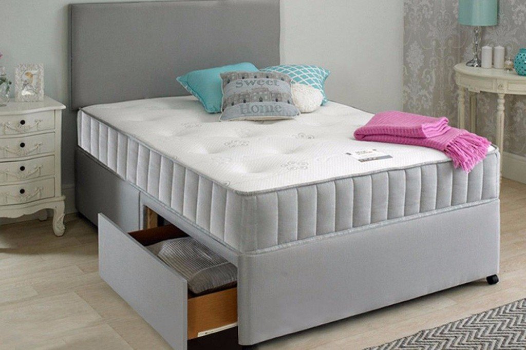 Divan Fabric Bed & Headboard Size 3FT, 4FT6 Double, 5FT Pocket Memory Foam Mattress - Grey - furniturestop.co.uk (12491491731)