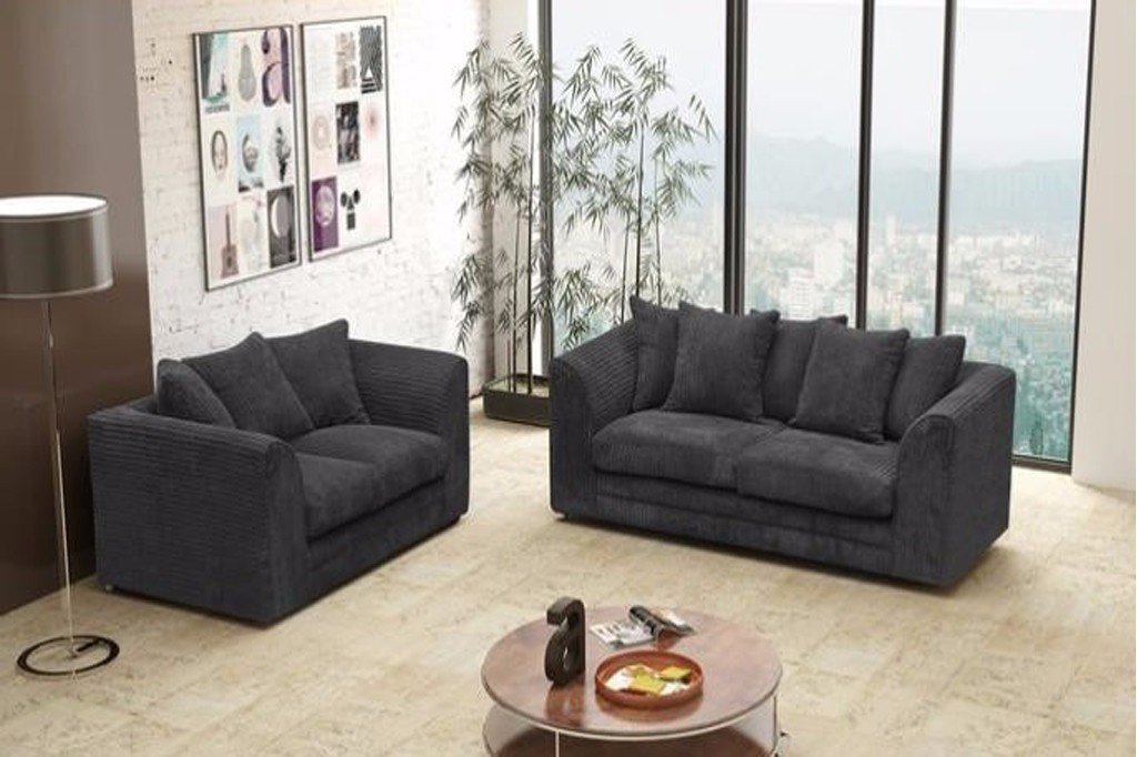 Black 3 and 2 seater sofas clearance