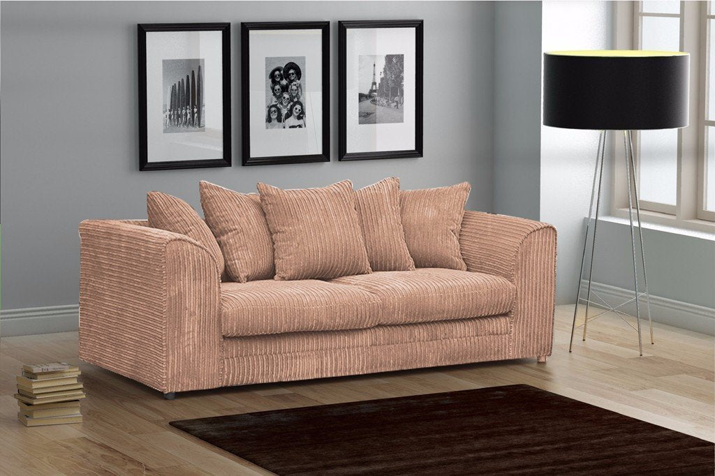 Logan 3 Seater Sofa Jumbo Cord Fabric in Coffee Beige (10133388627)