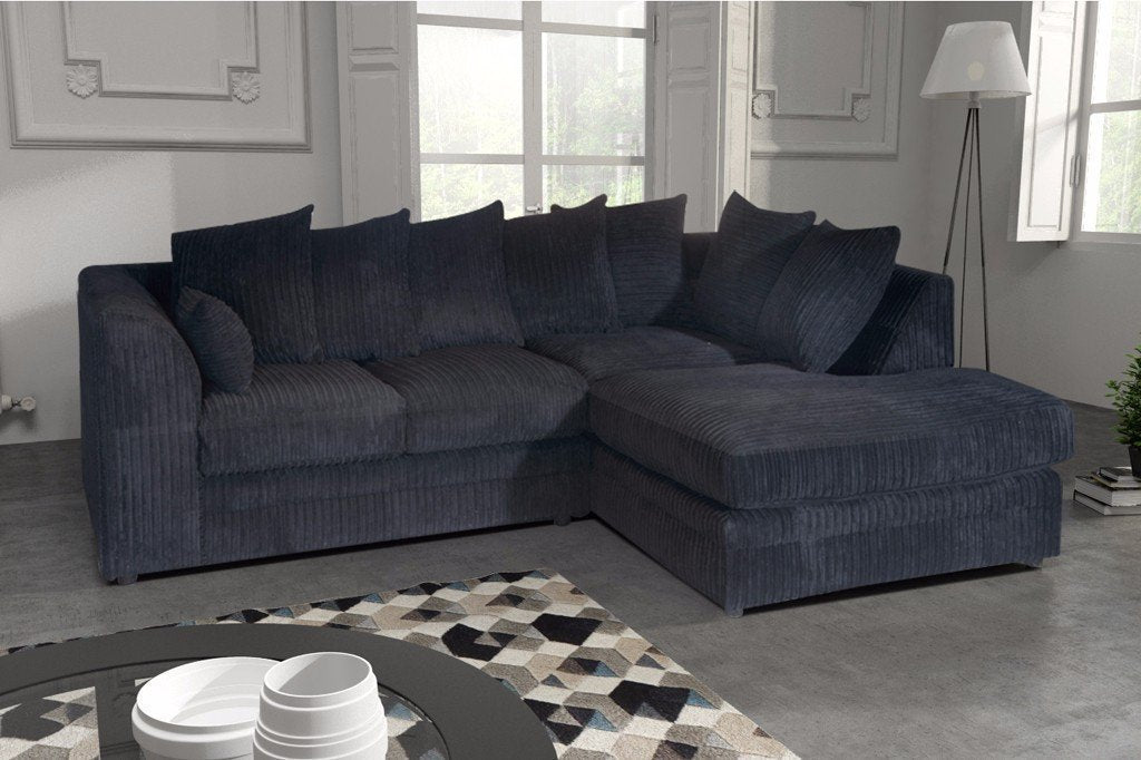 Logan Corner Sofa Jumbo Cord Fabric Left Hand Orientation in Grey (10175792723)