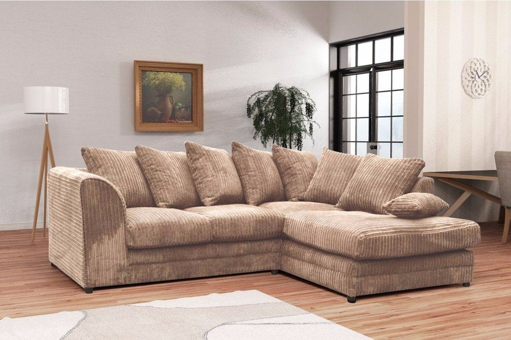 Logan Corner Sofa Jumbo Cord Fabric Right Hand Orientation in Chocolate Brown (10175792723)