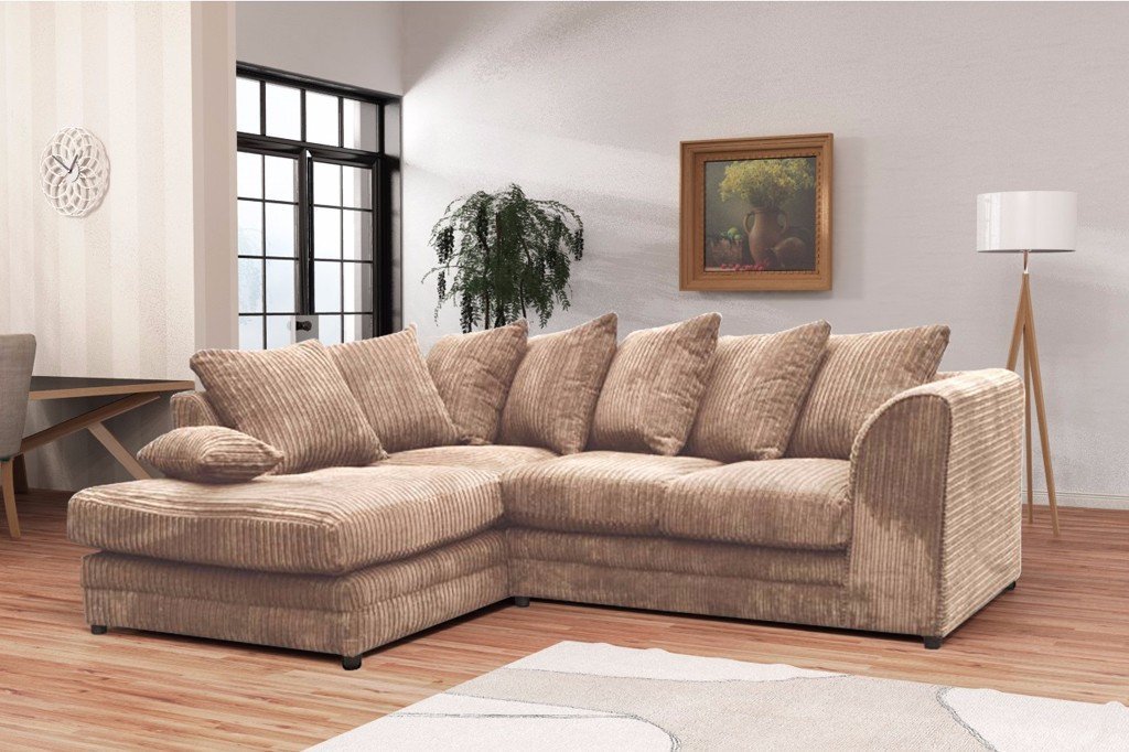 Logan Corner Sofa Jumbo Cord Fabric Left Hand Orientation in Chocolate Brown (10175792723)