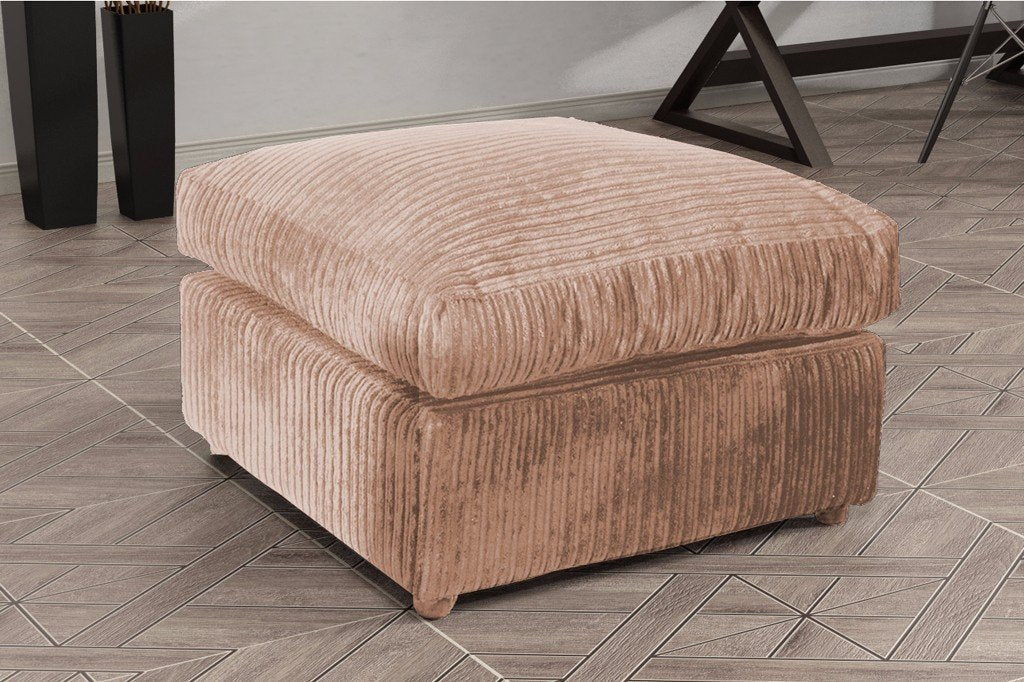 Logan Footstool Jumbo Cord Fabric in Black (10133390227)