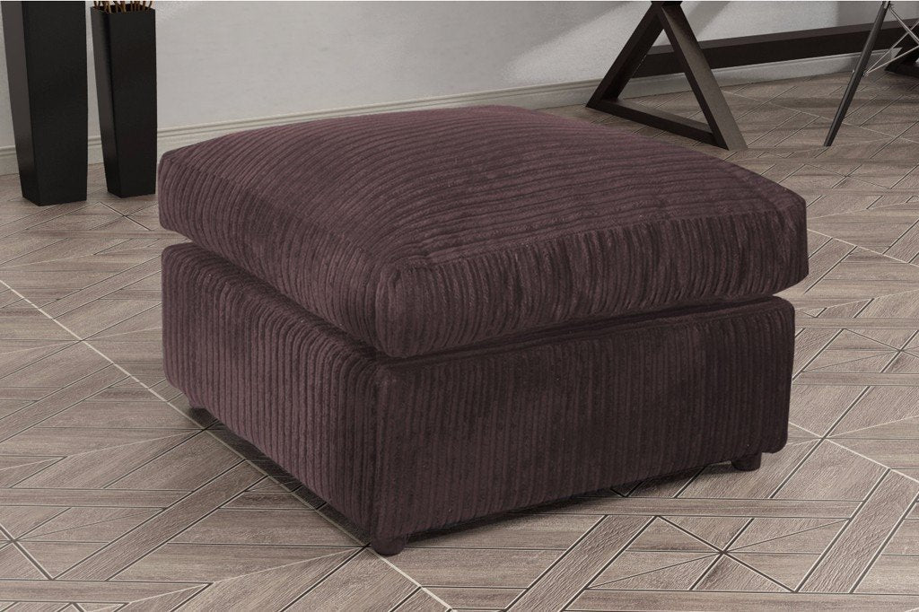 Logan Footstool Jumbo Cord Fabric in Grey (10133390227)
