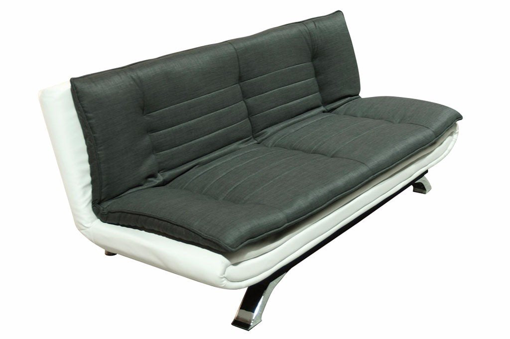 Michigan 3 Seater Fabric Sofa Bed - White & Charcoal (12473902547)