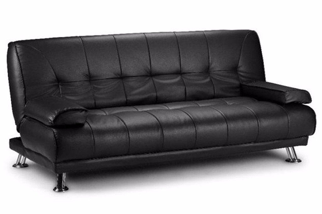 Montana 3 Seater Faux Leather Sofa Bed - Black (12473902419)