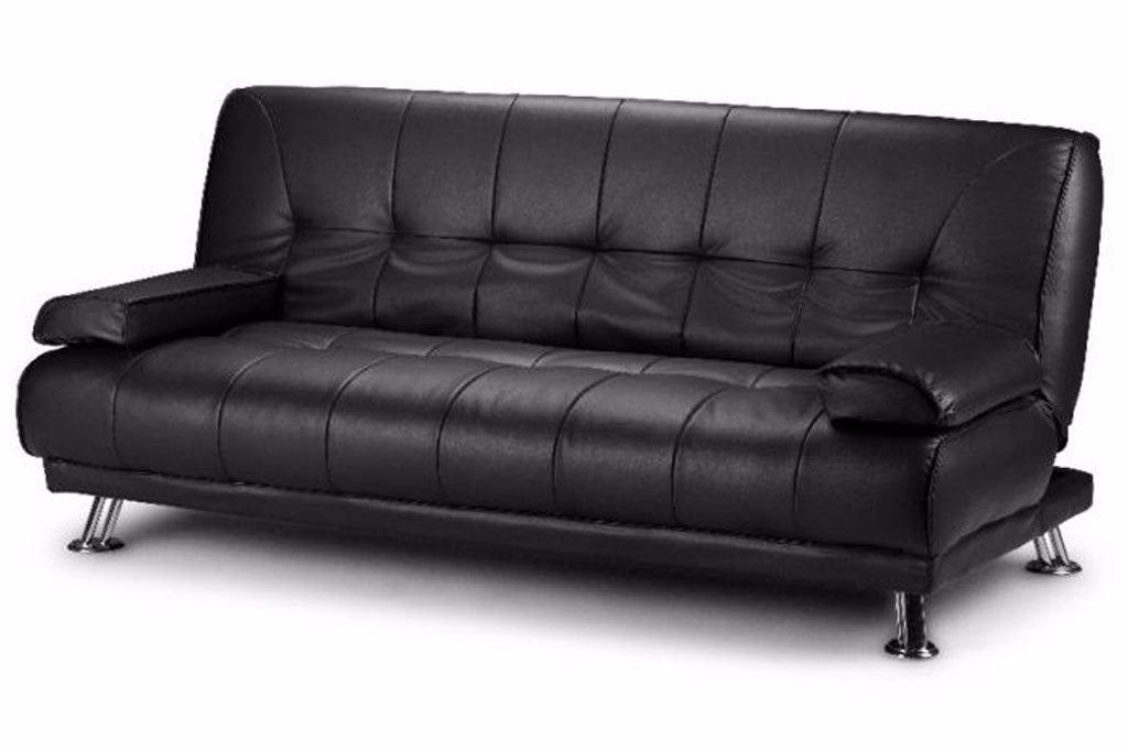 Montana 3 Seater Faux Leather Sofa Bed - Black (12473902419)