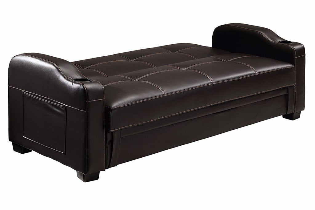 Nebraska 3 Seater Leather Sofa Bed - Brown (12473902675)