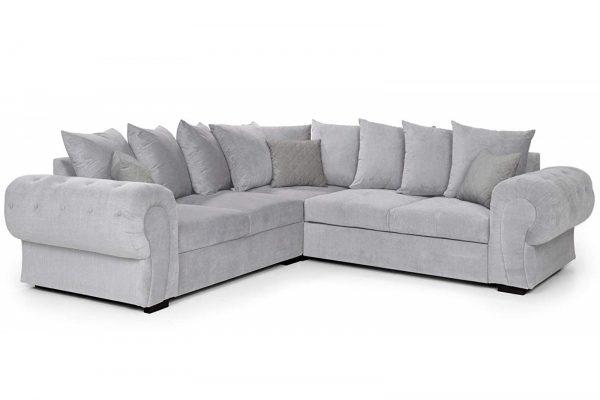 Nikaro Corner Sofa Bed Silver Scatter Back Cushions