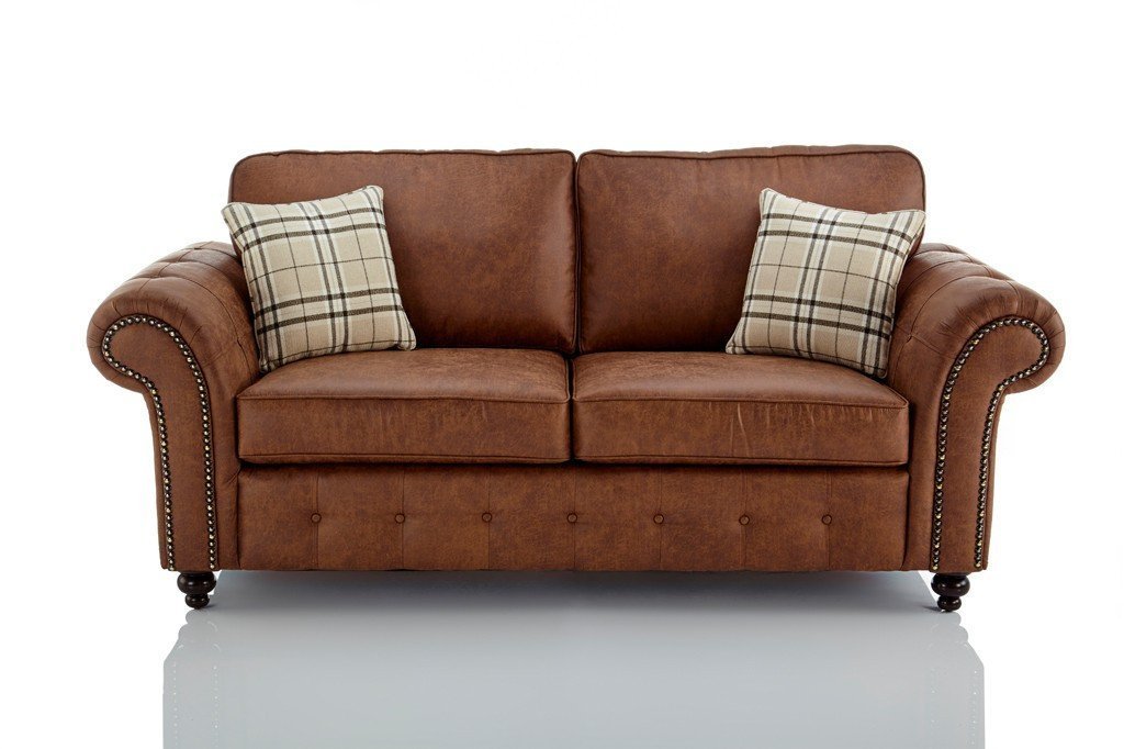 Oakland Faux Leather 3 Seater Sofa - Brown (11343738195)