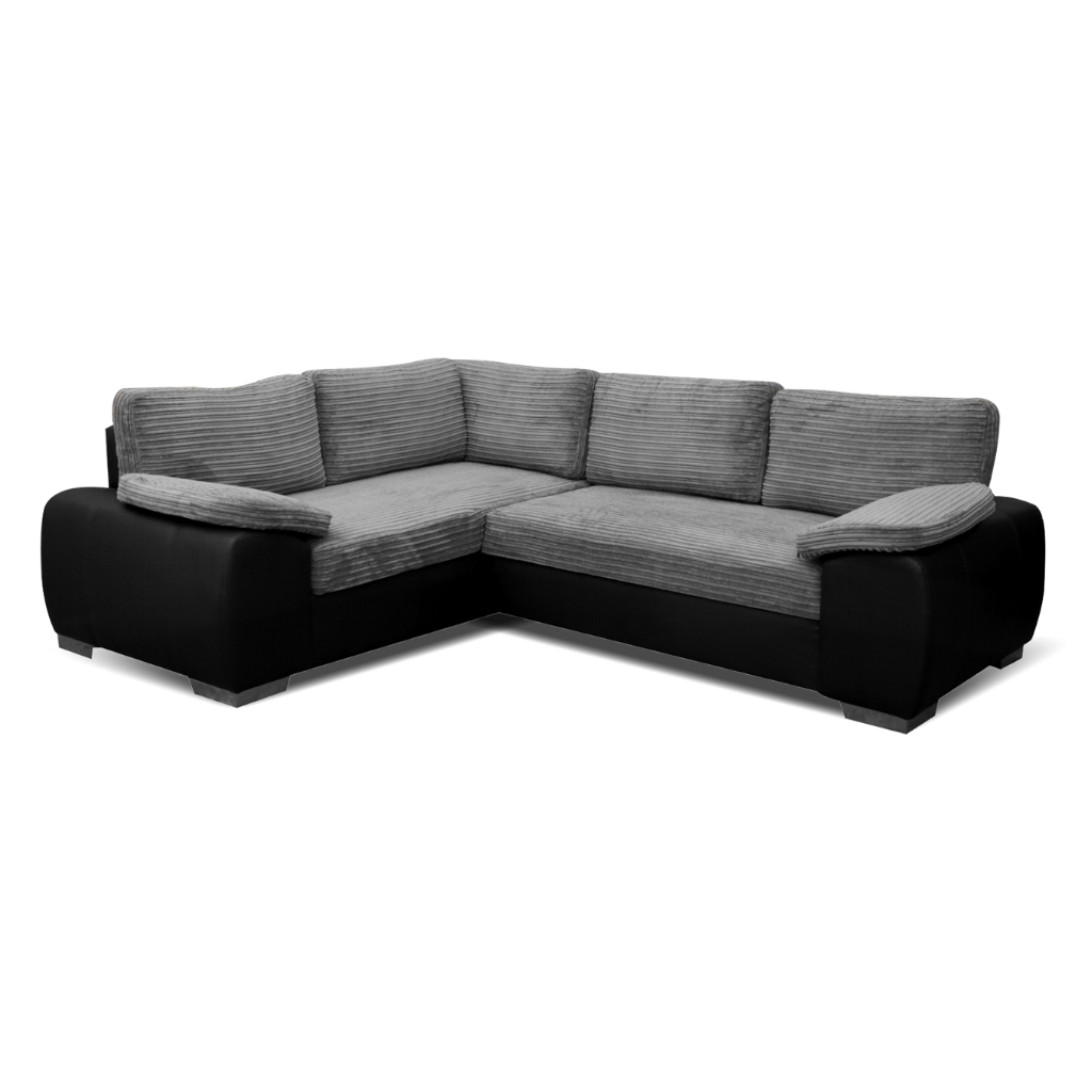 black and grey left hand corner sofa bed chrome feet