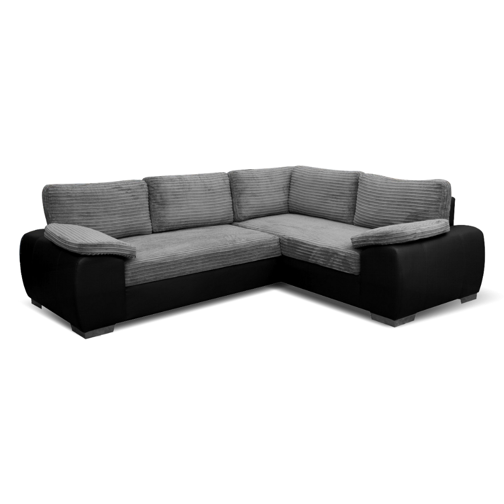 black and grey right hand corner sofa bed chrome feet 
