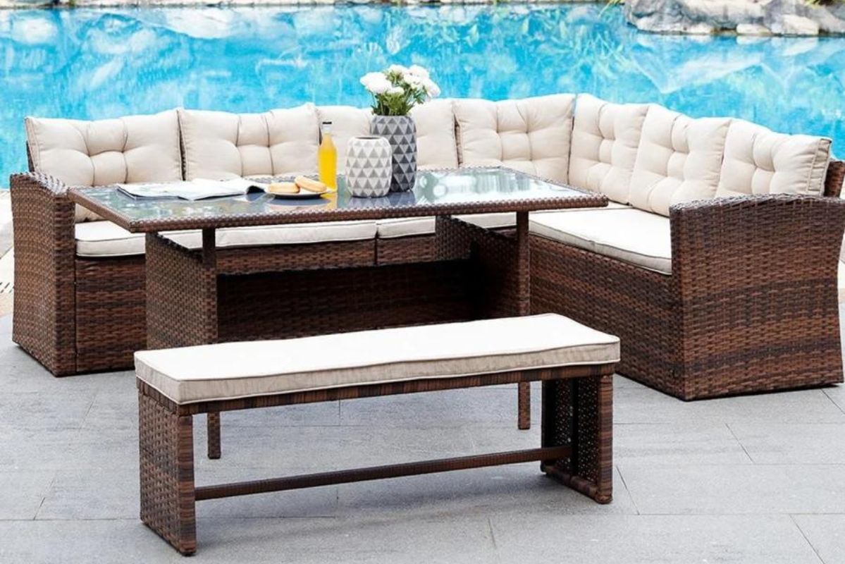 Rattan corner dining deals
