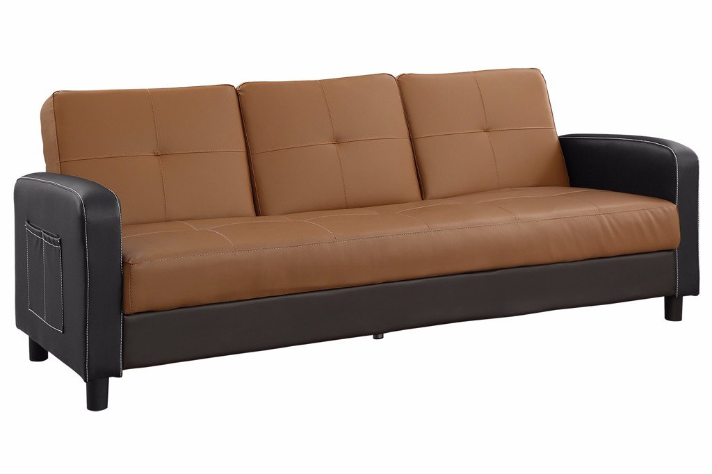 Tampa 3 Seater Stitching Leather Sofa Bed - Light Brown (12473903443)