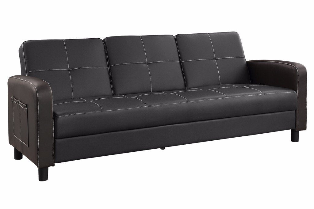 Tampa 3 Seater Stitching Leather Sofa Bed - Black (12473903443)
