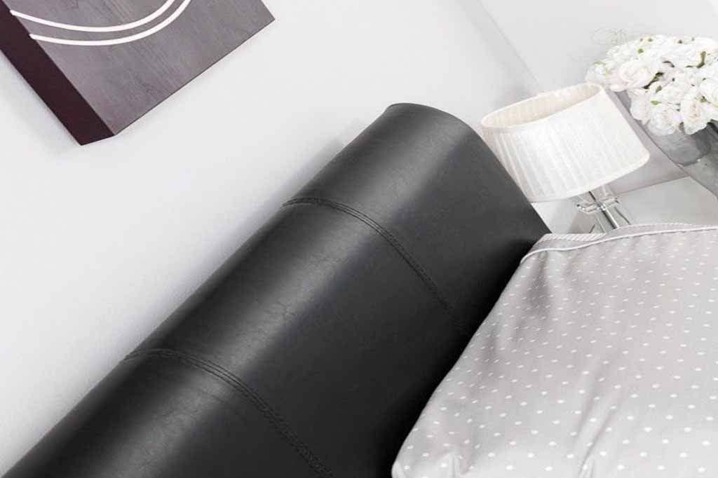 Tuscany Faux Leather Sleigh Bed + Memory Foam Mattress - Black (12424570771)