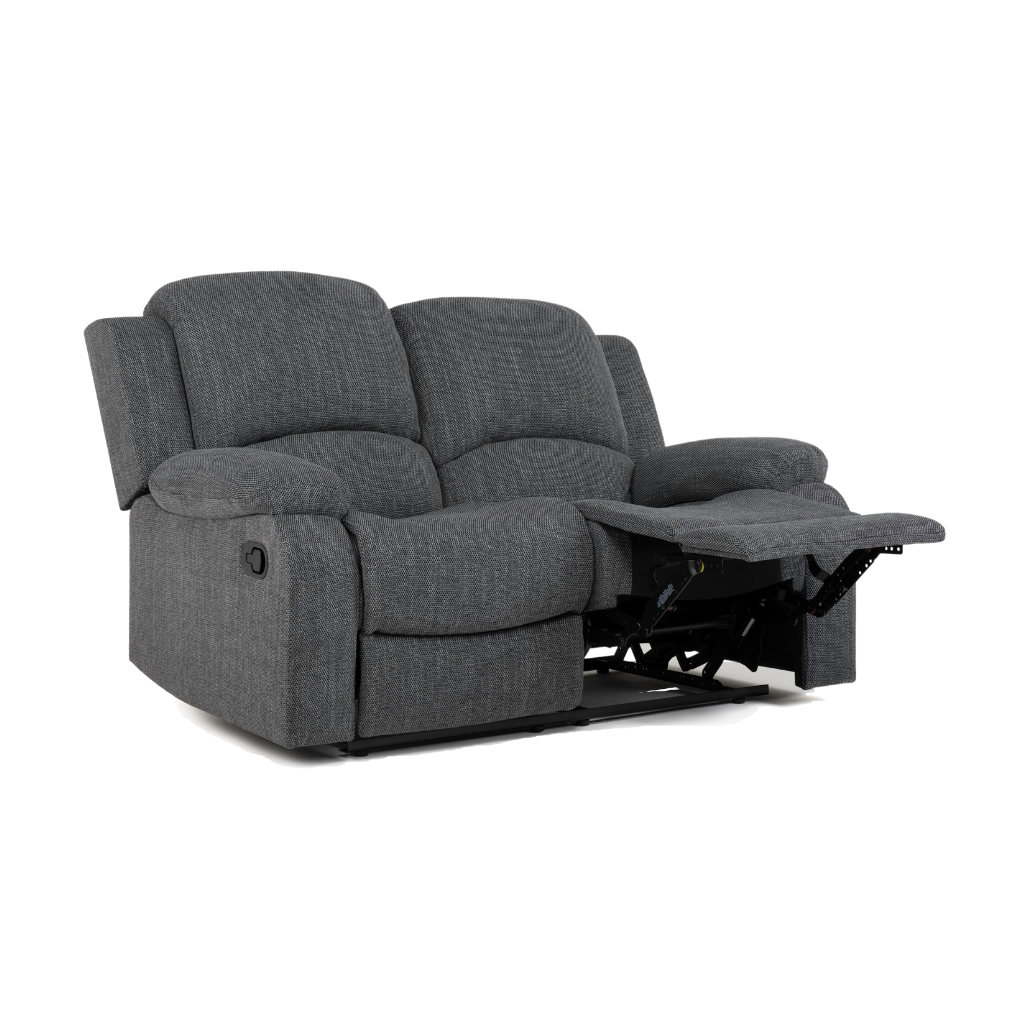 black 2 seater recliner sofa fold out console