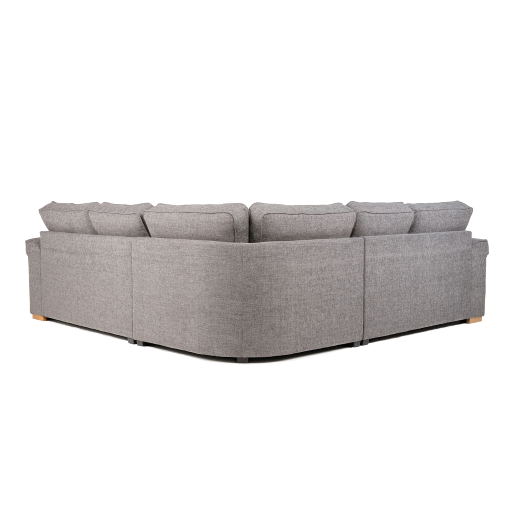 double corner sofa mushroom wood feet back view