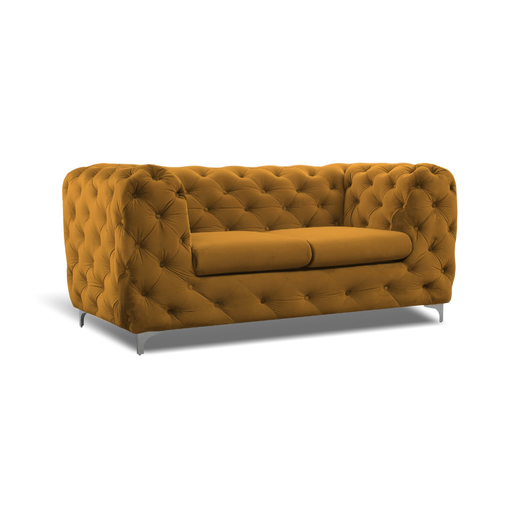 Orange tufted sofa deals
